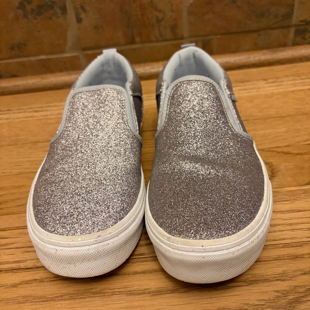 Vans Asher Glitter Sidewall Light Gray Sneakers - Picture 5 of 8